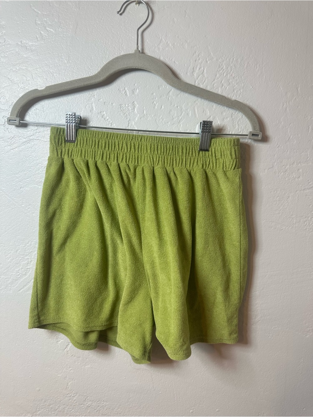 Cozy Olive Green Terry Cloth Women’s Shorts